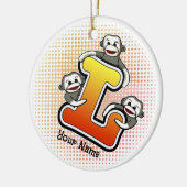 Monogramm L Sockenaffe Keramik Ornament (Links)