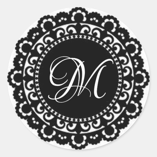 Monogramm Lace Runder Aufkleber (Vorderseite)