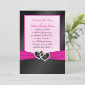 Monogramm laden schwarze IMITAT Satin-Falten mit Einladung (Stehend Vorderseite)