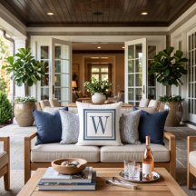 Monogramm Lake Blue und White Classic Square