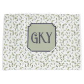 Monogramm Landhausstil Wasserfarbe Olivenmuster Große Geschenktüte (Vorderseite)