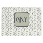 Monogramm Landhausstil Wasserfarbe Olivenmuster Große Geschenktüte (Rückseite)