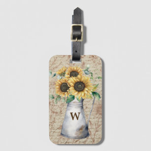 Monogramm Landsonnenblume Vintage Buchstabe Decoup Gepäckanhänger