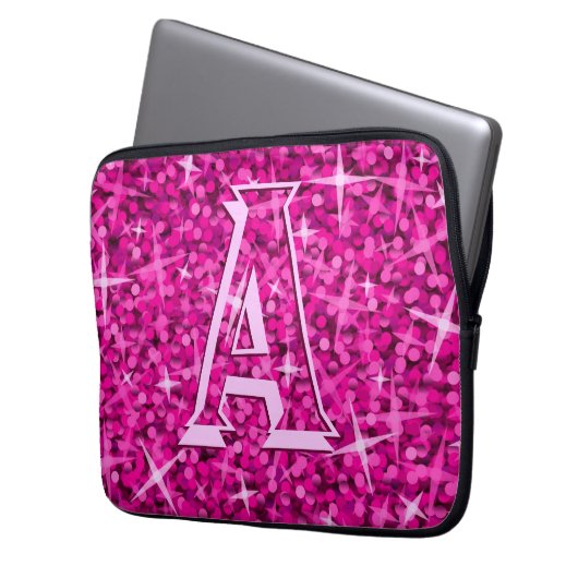 "Monogramm" Laptophülse des Glitz rosa 13 Zoll Laptopschutzhülle (Vorderseite Links)
