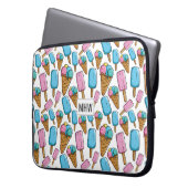 Monogramm-Laptophülsen des Eiscreme-Musters Laptopschutzhülle (Vorderseite Links)