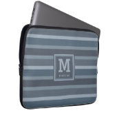 Monogramm-Laptophülsen des Streifen-Musters Laptopschutzhülle (Vorne Rechts)