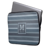 Monogramm-Laptophülsen des Streifen-Musters Laptopschutzhülle (Vorderseite Links)