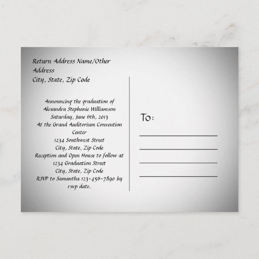 Monogramm Laurel Schwarz/Weiß Ankündigungspostkarte (Rückseite)