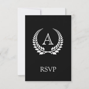 Monogramm Laurel Schwarz/Weiß RSVP Karte