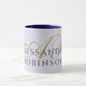 Monogramm Lavendel Gold Schwarz Minimalistischer S Tasse (Zentrum)