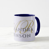 Monogramm Lavendel Gold Schwarz Minimalistischer S Tasse (VorderseiteRechts)