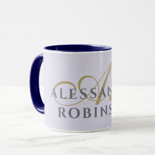Monogramm Lavendel Gold Schwarz Minimalistischer S Tasse