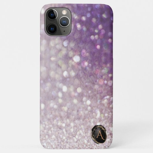 *~* Monogramm Lavendel Gradient Ombre Glitzer Case-Mate iPhone Hülle (Rückseite)