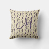 Monogramm Lavendel Lila Beige Botanisch Floral Kissen (Rückseite)