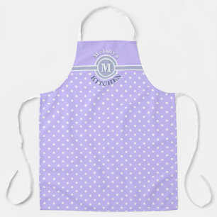 Monogramm-Lavendel- und weiße Punkte-Küchenschürze Schürze