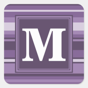 Monogramm-Lavendelstreifen Quadratischer Aufkleber