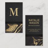 Monogramm-Leder aus schwarzem Gold Visitenkarte (Vorne/Hinten)
