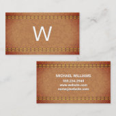 Monogramm | Leder, doppelt angeheftet Visitenkarte (Vorne/Hinten)