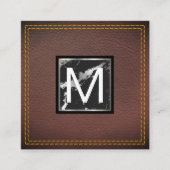 Monogramm | Leder | Marmormetall Quadratische Visitenkarte (Vorderseite)