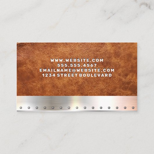 Monogramm | Leder | Metall Visitenkarte (Rückseite)