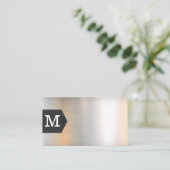 Monogramm | Leder und Metall Visitenkarte (Stehend Vorderseite)