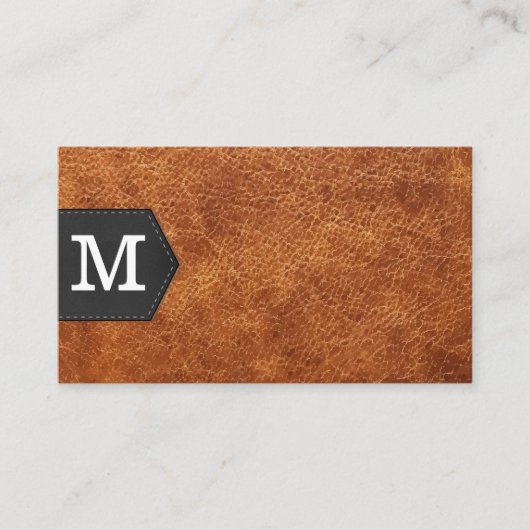 Monogramm | Leder und Patch Visitenkarte (Vorderseite)