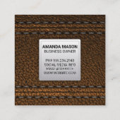 Monogramm | Lederuntergrund Quadratische Visitenkarte (Rückseite)