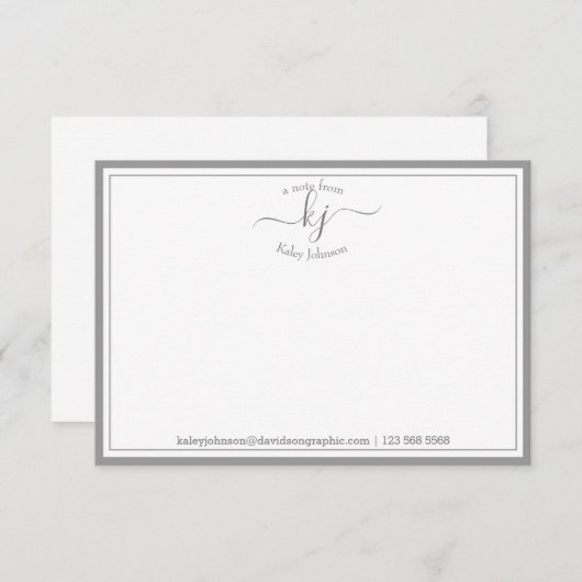 Monogramm leicht grau vom Schreibtisch der Karte (Vorne/Hinten)