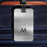 Monogramm leichte graue Imitate aus Metall Gepäckanhänger<br><div class="desc">Monogram Light Gray Imitats Metal Steel Styling Custom Luggage Tag</div>