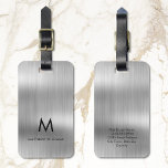 Monogramm leichte graue Imitate aus Metall Gepäckanhänger<br><div class="desc">Monogram Light Gray Imitats Metal Steel Styling Custom Luggage Tag</div>