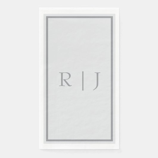 Monogramm Leichter Grauton Dunkelgrau Hochzeit küh Serviette (Vorderseite)