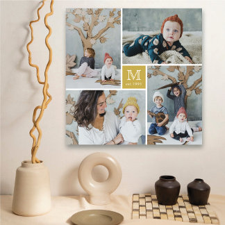 Monogramm-Leinwand der modernen Square-Familie Leinwanddruck