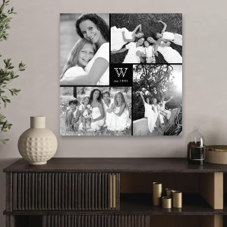 Monogramm-Leinwand der modernen Square-Familie Leinwanddruck