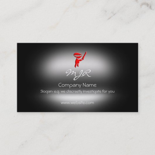 Monogramm, leise rote Ninja, metallische Wirkung Visitenkarte (Vorderseite)