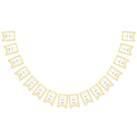 Monogramm Lemon Gelb und Weiß Quatrefolienmuster Wimpelkette (Alle)
