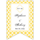 Monogramm Lemon Gelb und Weiß Quatrefolienmuster Wimpelkette (Zweite Fahne)