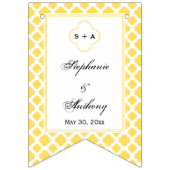 Monogramm Lemon Gelb und Weiß Quatrefolienmuster Wimpelkette (Dritte Fahne)