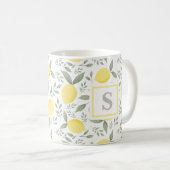 Monogramm Lemon und Blätter Kaffeetasse (VorderseiteRechts)