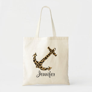 Monogramm-Leopard-Druck-Anker-kundenspezifische Tragetasche
