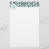Monogramm-Leopard-Druck-Briefpapier Briefpapier (Vorderseite)