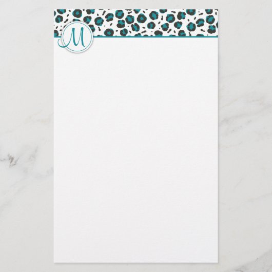 Monogramm-Leopard-Druck-Briefpapier Briefpapier (Vorderseite)