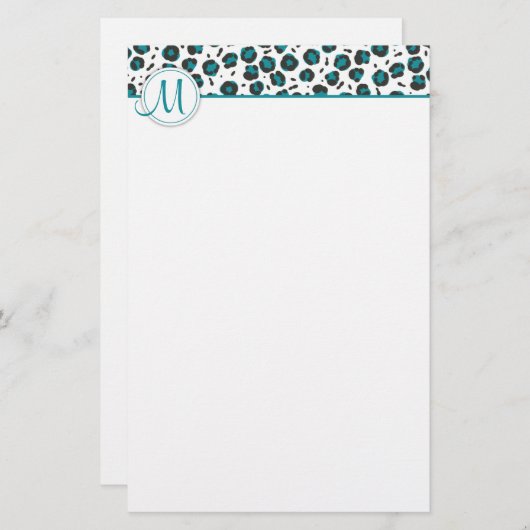 Monogramm-Leopard-Druck-Briefpapier Briefpapier (Vorne/Hinten)