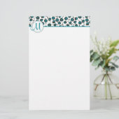 Monogramm-Leopard-Druck-Briefpapier Briefpapier (Stehend Vorderseite)