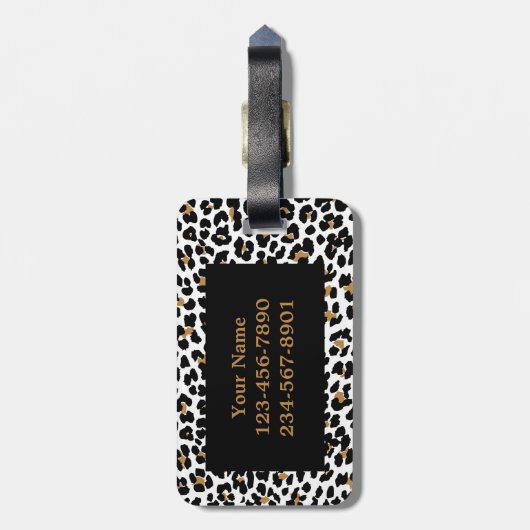 Monogramm-Leopard-Druck-Gepäckanhänger Gepäckanhänger (Rückseite vertikal)