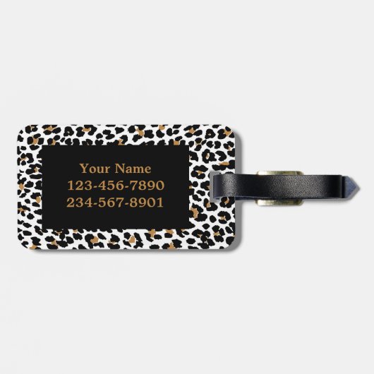 Monogramm-Leopard-Druck-Gepäckanhänger Gepäckanhänger (Rückseite horizontal)