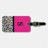 Monogramm-Leopard-Druck-Pink-Akzent-Gepäckanhänger Gepäckanhänger (Vorderseite horizontal)