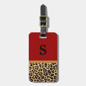Monogramm-Leopard-Druck-roter Gepäckanhänger (Vorderseite vertikal)