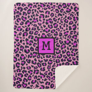 Monogramm Leopard Print Initial Animal Lila Sherpadecke