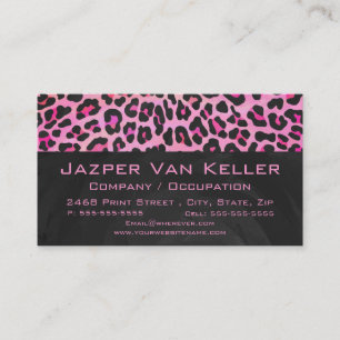 Monogramm Leopard Schwarz und Hot Pink Druck Visitenkarte