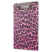Monogramm-Leopard-Schwarz-und Pink-Druck Klemmbrett (Links)